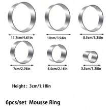 Cookie Cutter Set 11/12Pcs Rolled Edge Round Stainless Steel Mousse Ring Mold For Cake Mousse Donut Fondant Baking - Silver - View 4