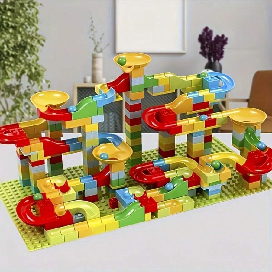 340/170pcs Building Blocks Maze Ball Track Plastic Funnel Slide Assembly DIY Brick Christmas Gift - Multicolor - View 1