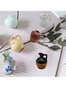 8PCS Mini Ceramic Vase Fridge Magnets Cute Plants Kitchen Decorative Refrigerator Accessories DIY Tiny Ceramic Vase Magnets For Fridge (8PCS-B) Father's Favorite Gift - View 6