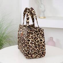 DLIU New Thick Printed Fabric Handbag, Large Capacity Portable Lunch Box Storage Bag, Bento Bag, Suitable For Work Commute, Bringing Lunch, Shopping, Lunch Box Storage, Daily Use, Cloth Bag, Zipper Lunch Bag, Handheld Bag. Back To School Season, Vintage, Fabric Interior, Side Pockets On Both Sides. - Yellow - View 5