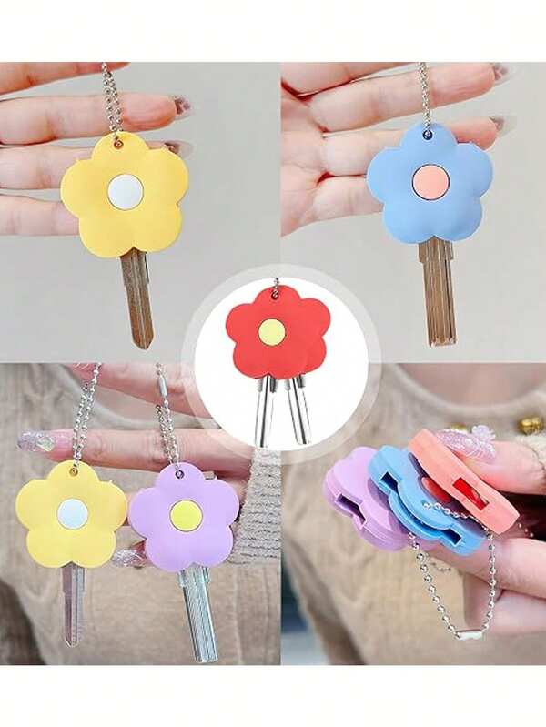 1 buah Sarung Kunci Bunga Lucu, Desain Blok Warna, Sarung Kunci Silikon Kartun Bunga Lucu, Pelindung Identifikasi Kunci Dekoratif, Aksesori Gantungan Kunci Wanita, Hadiah Kecil untuk Saudari, Kekasih, Teman, Hadiah Sempurna untuknya