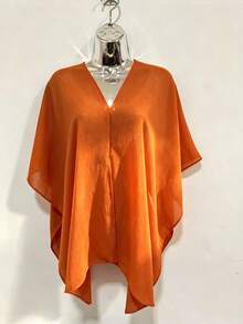 Chic Party Cape One-Shoulder Soft Fabric With Sophisticated Drape For Dinners And Events - 橘色 - 查看 2