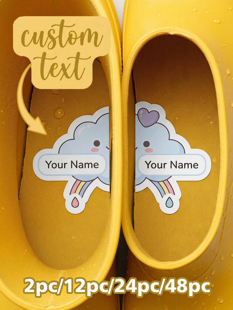 2-48pcs Customized Shoe Name Stickers, Children's Shoe Labels, Nursery Shoe Laces Labels, Insoles Stickers, Children's Identification Labels. - Multicolor - View 1
