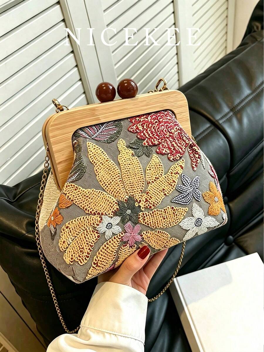 女款時尚條紋人造皮革斜挎貝殼包 優雅單肩包 適合約會、購物、通勤與上班 - 彩色 - 查看 1