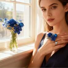 1pc French Vintage Rose Flower Ring, Premium Velvet Gift Box, Unique Design Women's Ring, Birthday Gift For Girlfriend - 11410 Rose - View 3