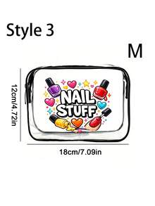 Cute Nail Art Themed PVC Makeup Travel Bag - Perfect For Brides And Nail Technicians; Heart-Shaped Makeup Pouch Is A Must-Have Gift For Women's Birthdays And Honeymoons - Multicolor - View 19