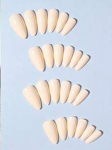 24pcs Long Almond Glossy Yellow Acrylic Press-On Nails, Medium, Perfect Fit, Includes 1 Jelly Glue And 1 Nail File, Suitable For Daily Wear For Women And Girls, Also For Rave Parties And Other Occasions. - Yellow - View 2