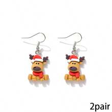 1/2/3 Pairs Christmas Fun Cute Reindeer Shaped Resin Dangle Earrings - Christmas Reindeer Earrings - View 13