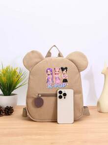 1pc Mini Back To School Personalized Customized Backpack, Casual Versatile K-POP Theme Print, Zipper Closure Nylon Material, Adjustable Shoulder Straps, Hand-Carry, Suitable For School, Shopping, Daily Outings, Outdoor Trips. Birthday Gift. - Multicolor - View 3