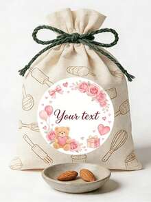 Pink Bow Baby Baptism Thank You Gift Stickers Round, Pink Plaid Baby Girl Snack Bag Gift Labels Bow Baby Decoration - Multicolor - View 1