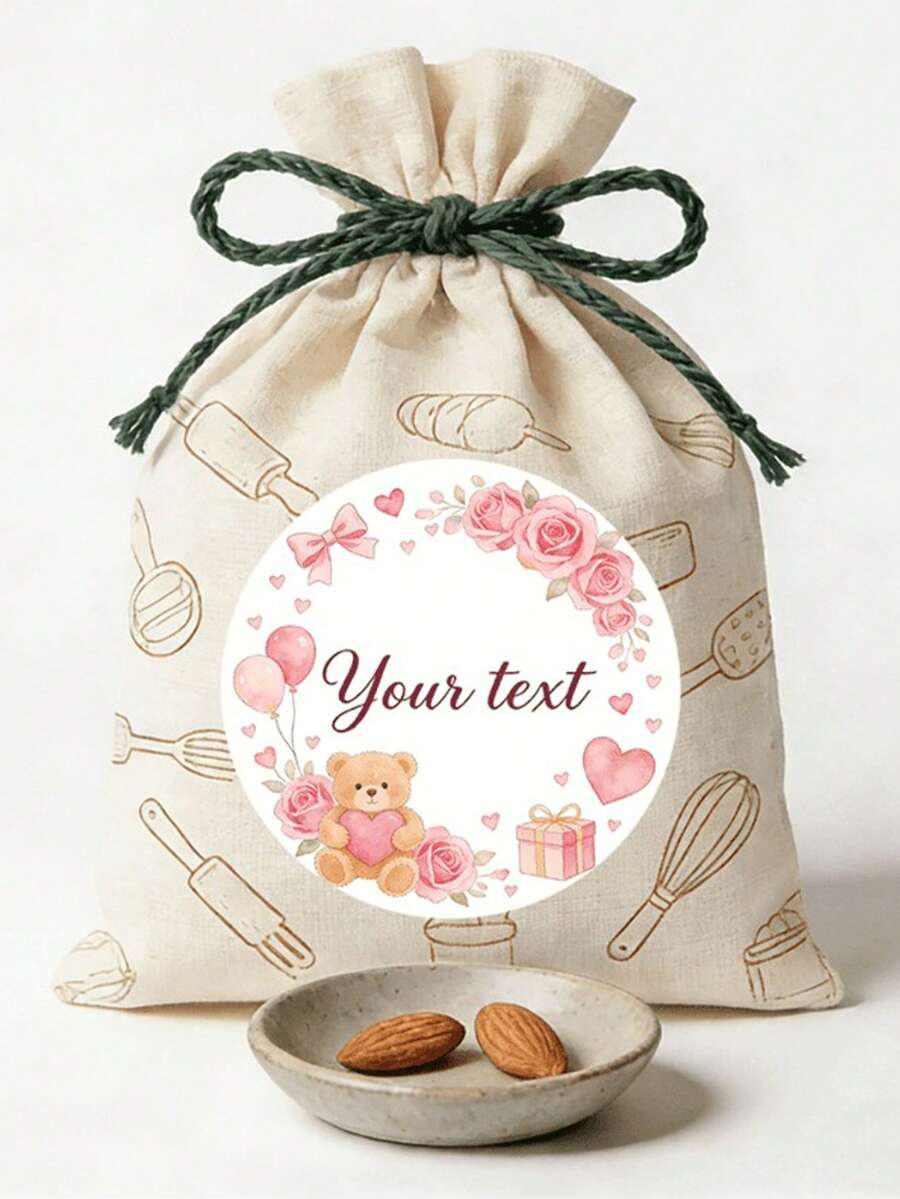 Pink Bow Baby Baptism Thank You Gift Stickers Round, Pink Plaid Baby Girl Snack Bag Gift Labels Bow Baby Decoration - Multicolor - View 1