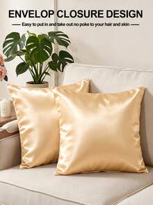 1pc/2pcs Champagne Luxury Satin Pillowcase, Soft & Breathable, Pillowcase Only, No Filling, Silky Smooth, Ultra Soft & Breathable, Ideal Gift For Family & Friends, Suitable For Travel. Envelope Closure, Luxury Bedding Pillowcase, Ultra Soft Hotel Pillowcase - Champagne Color 2pcs - View 6