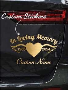 1/3/5/10pcs Customized Vinyl Stickers, Commemorate Loved Ones, Featuring Heart, Halo And Wing Elements, Suitable For Cars, Trucks, Motorcycles, Bicycles, Laptops, Self-Adhesive Installation - Multicolor - View 6