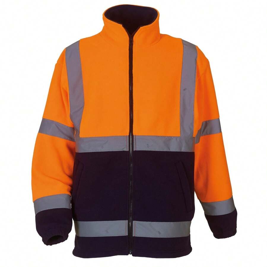 Yoko Mens Hi Vis Heavyweight Fleece Jacket - Orange/ Navy - View 1