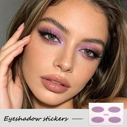 1 Pc Glitter Eyeshadow Temporary Tattoo Stickers, Quick & Easy Purple Shimmer Eye Makeup Stickers For Parties, Carnivals & Daily Looks