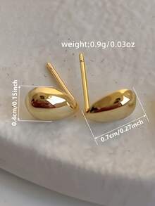 1對極簡風耳釘式耳環 女款 結婚週年紀念飾品禮物 - 金黃色 - 查看 10