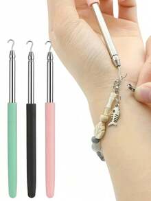 2/1 Set Fashion Stainless Steel Quick Wear Jewelry Bracelet Hook Tool, Wrist Fixing Accessory, Easy To Put On And Take Off, Effortless Jewelry Assembly Tool, Convenient Helper Rod - Multicolor - View 11
