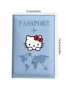 SANRIO 1 Buah Tempat Paspor Hello Kitty, Sampul Pengorganisasi Dokumen Perjalanan dengan Motif Dunia dan Slot Kartu untuk Wanita, Liburan, Perjalanan Bisnis & Wisata - MultiWarna - View 8