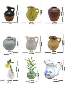 8PCS Mini Ceramic Vase Fridge Magnets Cute Plants Kitchen Decorative Refrigerator Accessories DIY Tiny Ceramic Vase Magnets For Fridge (8PCS-B) Father's Favorite Gift - View 2