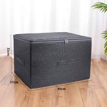 Grey Linen Foldable Storage Box With Lid And Handle, Large Capacity Stackable Wardrobe Organizer, Dust-Proof Fabric Storage Bin, Suitable For Clothes, Blankets, Toys, Books, Multi-Scene Closet, Bedroom, Storage Room, Living Room Home Storage,Bedroom Room Decor,Back To School - Grey - View 13