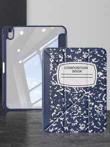 1本深藍色手繪平板保護殼，相容 iPad Mini6/7/Air/Air2/9.7/10.2/10.5/10.9 (Air4-Air8)/Pro 11/10th Gen/A16/Pro 11 2024 機型，可折疊平板保護殼，壓克力背殼，8段式支架，磁吸休眠/喚醒，內建筆槽，不含筆，部分機型附相機框 - 深藍 - 查看 3