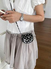 Versatile Minimalist Design, Solid Color Mini Women's Cross-Body Bag, Flap, Small Medium , New Fashion Shoulder Bag - Black - View 4