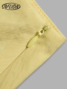 Women's Summer Casual Yellow High Waist Ruffled Midi Skirt, Button Detail Tiered Flowy Skirt - Yellow - View 6