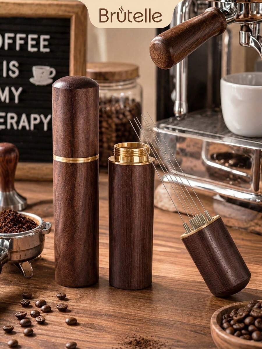 1 buah Dispenser Bubuk Kopi Brutelle Stainless Steel, Portabel untuk Pojok Kopi di Rumah, Kantor, dan Perjalanan