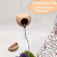 Jumping Spider Hiding Spot And Feeding Dish Set, Insect Habitat Hideout Cave, Spider Enclosure Accessories, Pet Spider Hiding Spot Enclosure Accessories, Suitable For Jumping Spider Accessories And Amphibian Resting And Activity Points, Used For Climbing, Resting And Exploring - View 8