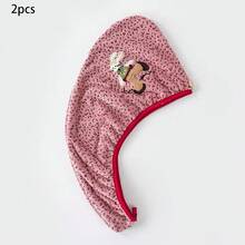 1-4件可愛動物刺繡珊瑚絨乾髮帽，柔軟彈性加厚吸水快乾髮巾，溫和護髮，洗澡用髮束乾燥工具 - A - 查看 11