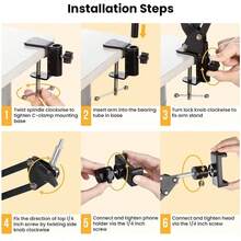 Flexible Arm Tripod For Phone Stand Table Folded Anchor 360° Rotation Online Desktop Bedhead Video Live Overhead Shot - View 6
