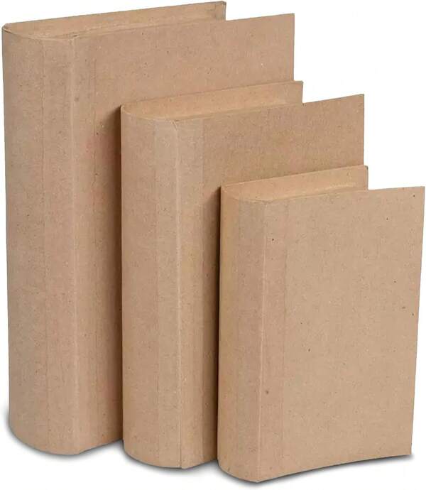 Hobby Lobby Rectangle Paper Mache Book Box (Set Of 3) - Plain Fake Book Boxes For DIY Decoration - Storage Box For Crafting - Sturdy Faux Storage Box