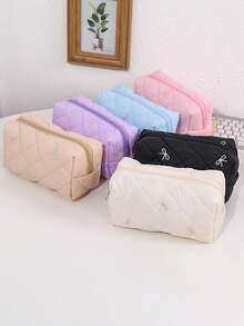 1PC Colorful Bowknot Embroidered Pattern Pencil Case, Creative Large-Capacity Stationery Storage Bag, Perfect For Back-To-School Supplies - Multicolor - View 11