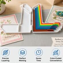 Paper Craft Alignment Guide Set With Storage Box, Includes 7 Precision Layered Spacers, Colored Size Labels, 1/16" And 1/2" Increments, Suitable For Card Making And Scrapbooking Projects - A - View 3