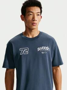 Nike Men's AS U NSW TEE LSE SPEED AND SPO Short Sleeve Knit Collarless T-Shirt TIM3778-437 - Dusty Blue - View 3