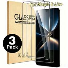 3pcs Curved Full Screen Tempered Glass Screen Protector For Honor Magic8 Pro/Magic V5/Magic V3/Magic7 Pro/Magic7 Lite/Honor 600/Honor 400/Honor 200/Honor X9d/Honor X8d/Honor X7d/Honor X6C Series, Full Coverage 9H High Definition Anti-Scratch Bubble-Free Easy To Carry And Install - Clear - View 4
