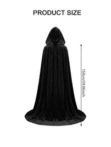 Halloween Velvet Cloak Witch Wizard Cape Cosplay Costume, Devil Elf Hooded Cape For Halloween Party Masquerade Dress Up - Multicolor - View 6