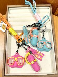 1pc Colorful Summer Fun Fins And Diving Mask Keychain, Creative And Stylish Exquisite Bag Charm For Men, Women, And Couples, Beach And Ocean Themed - Multicolor - View 6