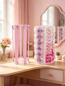 Acrylic Vertical Elastic Band Hair Accessory Display Rack, Large Capacity Hair Clips, Bows, Vanity Headwear Storage & Display Stand - White - View 2