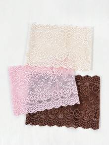 3pcs Women's Solid Color Embroidered Lace Elegant Fashion Breathable Comfortable Lightweight Decorative Headbands, Suitable For Daily Commute, Outfit Matching, Shopping, Travel, Photography, Exquisite Gift For Best Friends - 3-piece Set - Beige, Pink, Brown - View 4