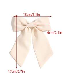 2pcs Beige Solid Color Chiffon Floral Bow Ribbon Hair Clips, Casual Bohemian Palace Style Party Cute Street Elegant, Made Of Polyester, Suitable For All Seasons, Claw Clips - Beige - View 8