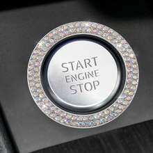 1 pieza de anillo decorativo para botón de arranque de un solo toque para coche, anillo de encendido de cristal con incrustaciones de diamantes de imitación de doble hilera, adhesivo para el interior del coche - A - Ver 16