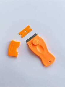 1Pc/3pcs Multi-Function Cleaning Scraper, Plastic Hand Scraper Tool For Removing Stickers Glue Labels, Household Kitchen Cleaning Helper - Orange Color - View 5