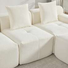Beige Modular Sofa With Ottoman - L Shape - Beige 3 Seat - View 9
