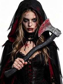 1pc Plastic Viking Axe Costume Prop, Fake Axe Adult Halloween Party Cosplay Costume Weapon Accessory - A - View 3
