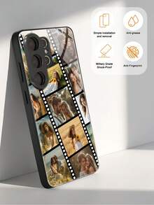Funda de teléfono personalizada de verano 1 pieza con foto de Navidad personalizada para familia, amigos y mascotas, rompecabezas de 6 cuadrículas de alta definición, carcasa personalizada compatible con Samsung S26 Ultra/S26/S24 Ultra/A56/A55/S24 FE/S25/S25 Plus/S25 Ultra/A15/A17 Android, compatible con iPhone 17 Pro Max/16 Pro Max/15 Pro Max/14 Pro Max, apta para niños y niñas, antimanchas, de moda, linda - Negro - Ver 3