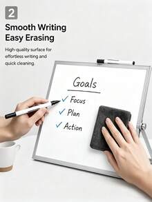 12pcs Aluminum Alloy Frame Desktop Whiteboard Set (Includes 4 Whiteboard Markers + 6 Magnetic Clips + 1 Eraser, Whiteboard Marker Colors Random) - Double-Sided Memo Board With Stand, Suitable For Office, Home And School Portable Use. - Desktop Whiteboard Set - View 5