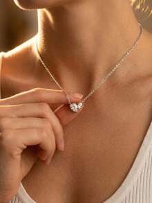 BLOVEMEE 1pc Luxury 925 Sterling Silver Pear-Shaped 5X7mmX1pc 3X5mmX1pc Total 1.2ct Moissanite Necklace, Suitable For Women's Daily Wear, Banquet, Vacation, Commute, Summer Beach, Wedding, Anniversary Jewelry Gift - Silver - View 3