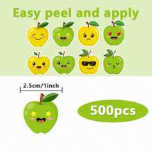 500pcs Cartoon Apple Expression Doodle Roll Stickers, 1 Inch Shaped Apple, 2 Styles Available, Suitable For Stationery, Planner DIY, Back To School Teacher Rewards, Gift Packaging, Card, Envelope, Magazine Decoration, Holiday Party Atmosphere, PVC Self-Adhesive Stickers - Cartoon Apple - View 5