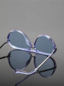 1 Pair Men's Blue Double Bridge Aviator Fashion Sunglasses, Refreshing Minimalist Mature Style Versatile Sunglasses, Suitable For Daily Commute, Business Office, Outdoor, Street, Travel, Vacation, Driving - Transparent Blue Film - View 6